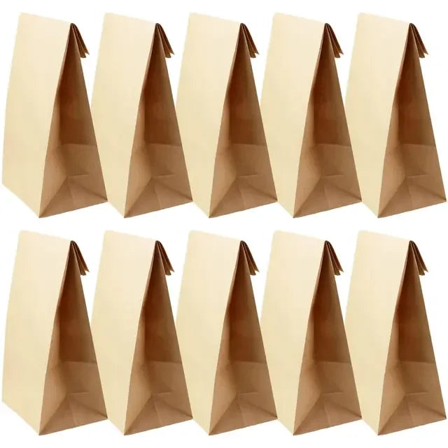 50/100pcs Lunch Paper Bags Kraft Paper Bags Recyclable Snack Bags Grocery Bags for Candy Sandwich Bread Food Storage