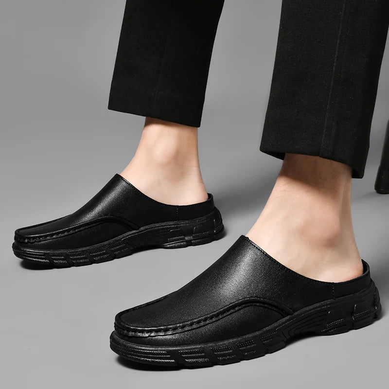 Half Shoes For Men Leather Latest Design 2025 Luxury Designer Italian Summer Casual Shoes Slip-ons