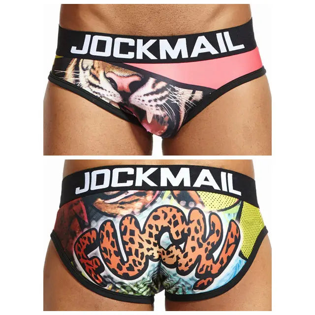 Animal Cartoon Print Men Underwear Nylon Ice Silk Sexy Men Briefs Breathable Slip Cueca Gay Male Panties Underpants Briefs