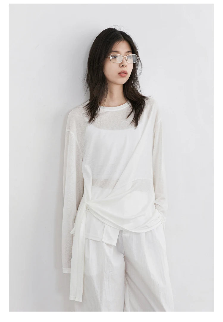 CHIC VEN Fashion Women's Pullovers Tees O Neck New Loose Solid Long Sleeve Female T-shirt Thin Female Top Spring Autumn 2025