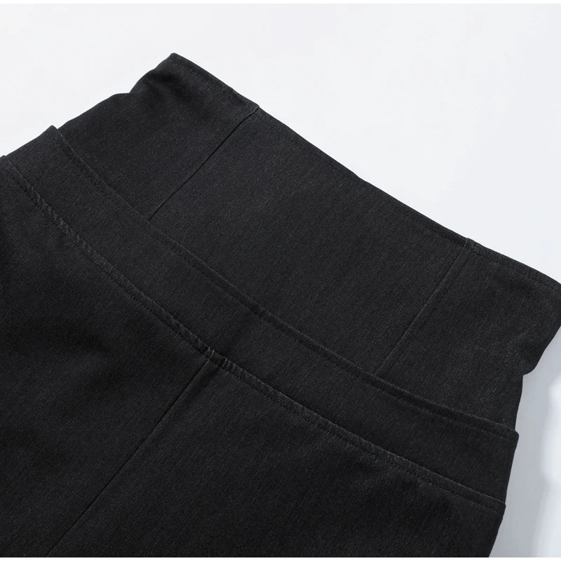 Women Denim Coat Pants Set Middle Sleeve Single Breasted Top Jackets High Waist Leg Loose Trouser Suit Lady Elegant Chic Sets