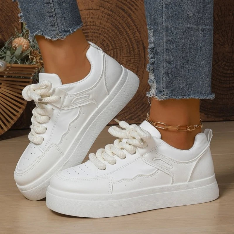 Thick-Soled Sneakers for Women 2025 Fall New Fashion Versatile Heightening Bread Shoes Casual Platform Women's Vulcanize Shoes
