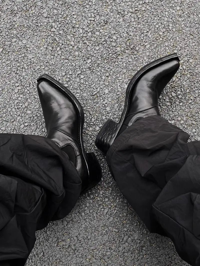 2025 High-top Men's heightened thick-soled pointed-toed Chelsea British casual trendy high-heeled wizard boots