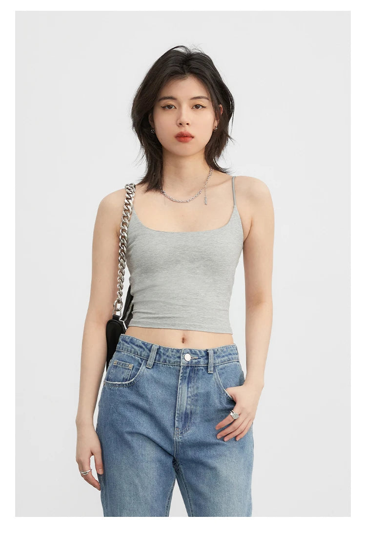 CHIC VEN Women's Tanks New Loose Short Camis Sleeveless Solid Crop Top Woman Clothing Spring Summer 2023
