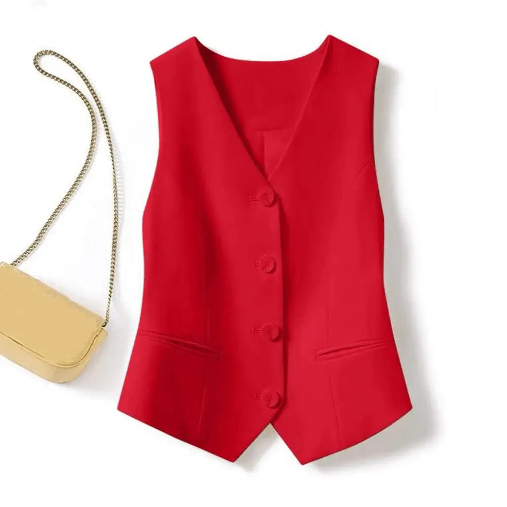 Women Fashion Vest Solid Single Breasted Waistcoats Vest Vintage Jackets Female Chic Lady Tank Tops Sleeveless Vests For Women