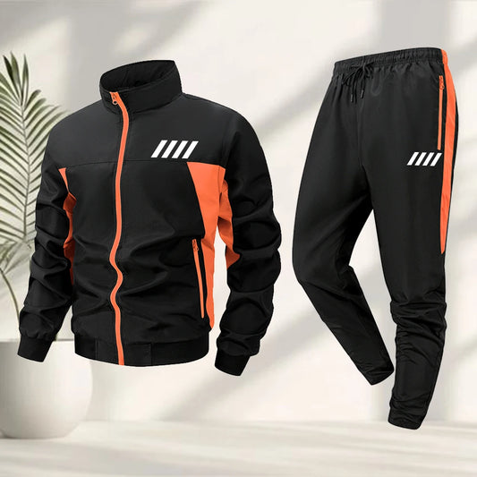 Men's Striped Print Tracksuit Set With Zip Up Jacket And Drawstring Sweatpant Perfect For Summer Outdoor Casual Fitness Training