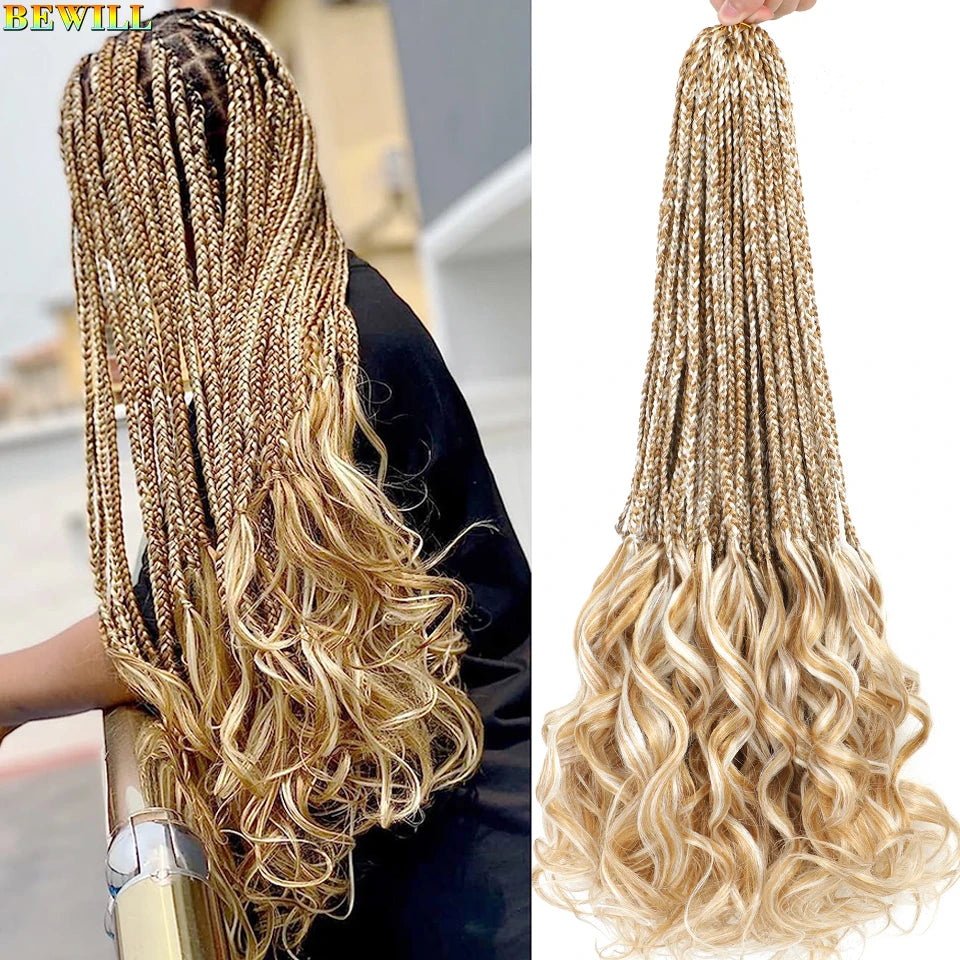14 18 24 Inch French Curl Crochet Braids Boho Goddess French Curl Box Braids Crochet Hair Synthetic French Curly Braiding Hair