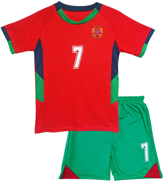 Soccer Jerseys Kids Ro_nal_do7#10 Football Sports Fan for Boys Girls Youth Soccer Shirts and Shorts Set for 4-14 Years