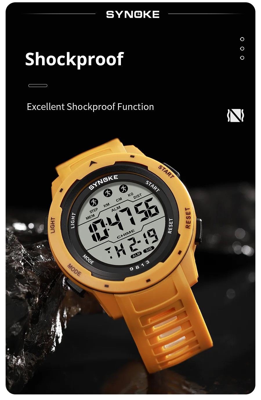 Men Digital Watch Sports Watches Timing Function Alarm Clock Waterproof 50M Digital Watch Military Clock Large Screen