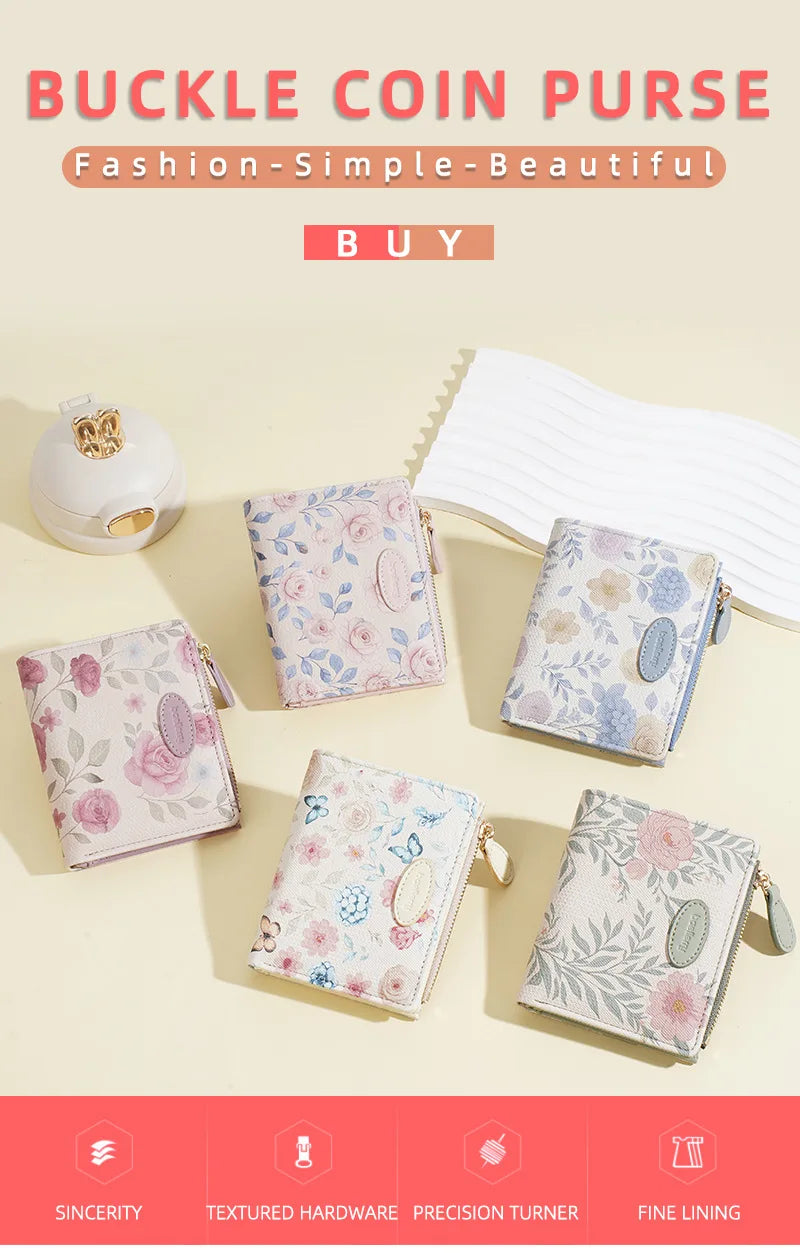 Baellerry Cute Cartoon Girl Wallet PU Leather Card Holder Coin Purse Photo Album for Students Birthday Gift for Daughters