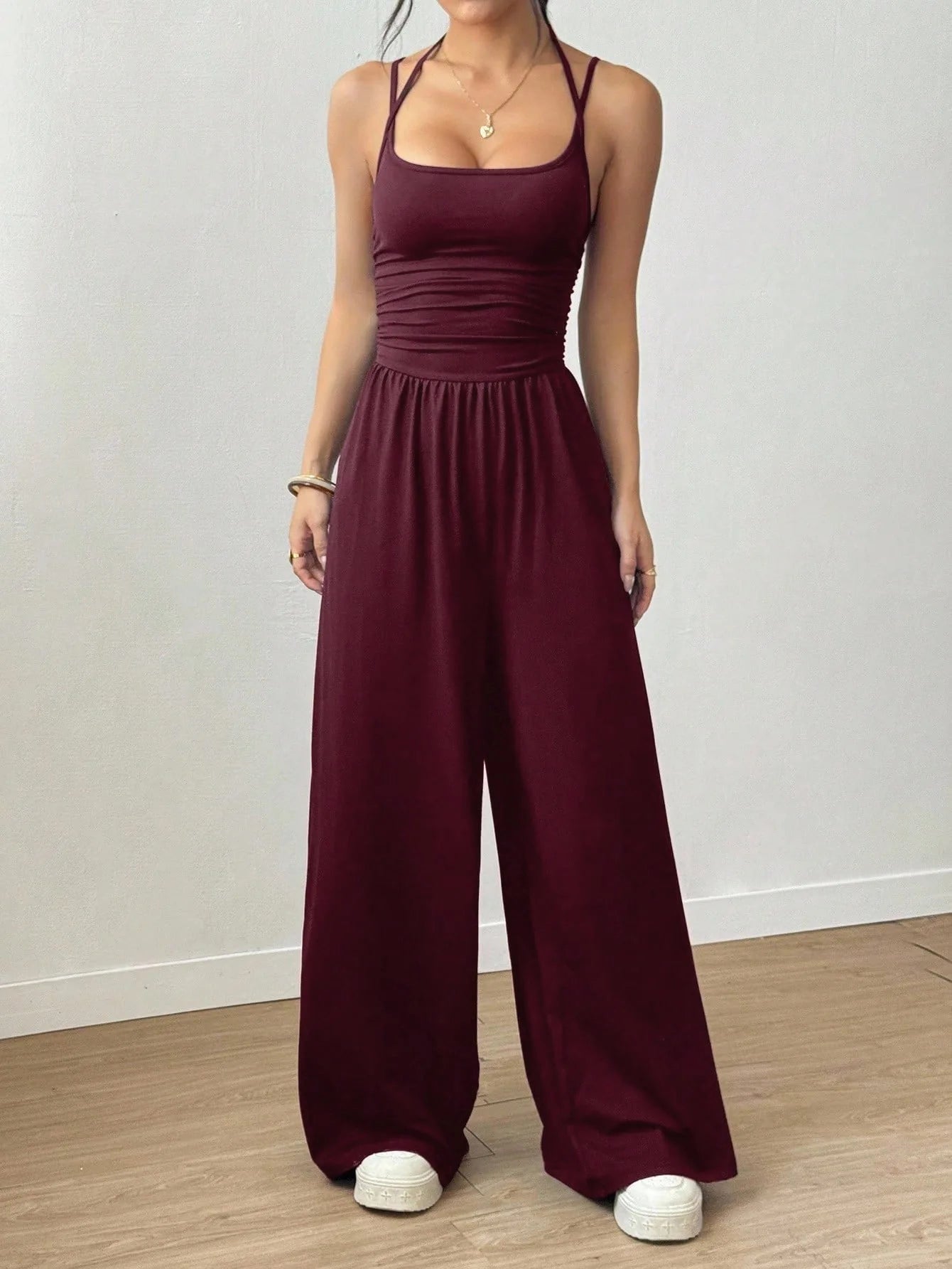 2026 Casual Jumpsuit Simple Style Jumpsuits For Woman Loose Wide Leg Trouser Women's Clothing Home Clothes Sleeveless Sling Silm