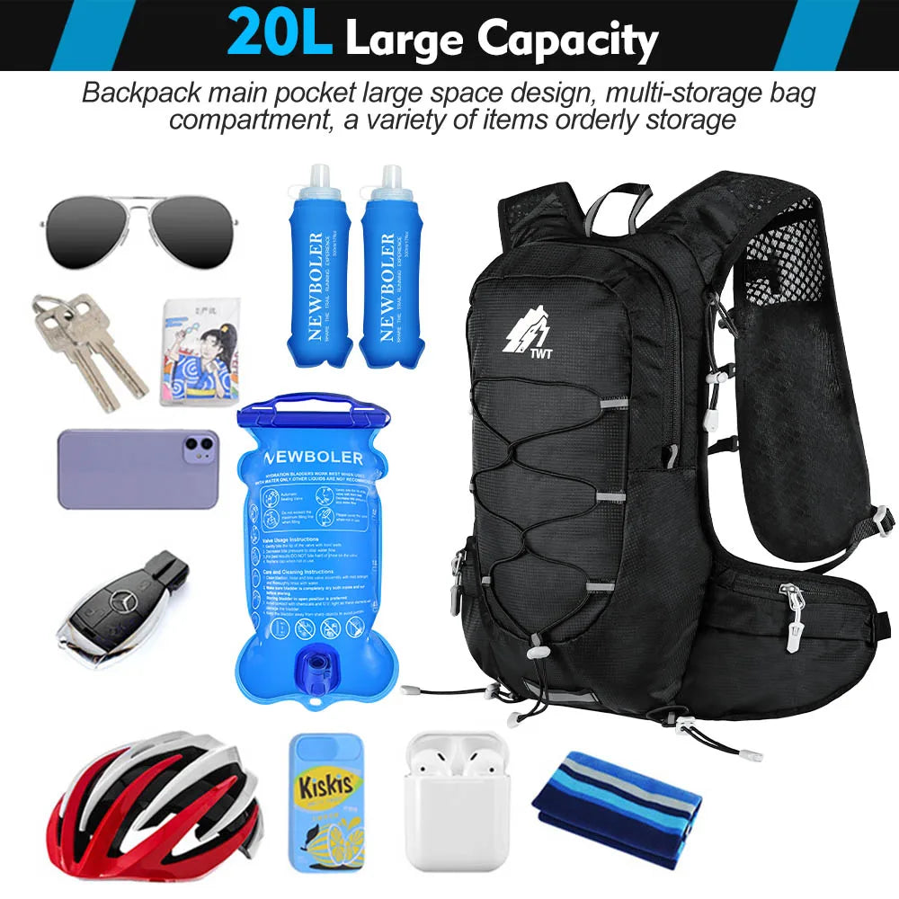 20L Ultra Lightweight Hydration Vest with 2L Water Bladder for Outdoor Hiking Cycling Marathon Outdoor Mountaineering Backpack