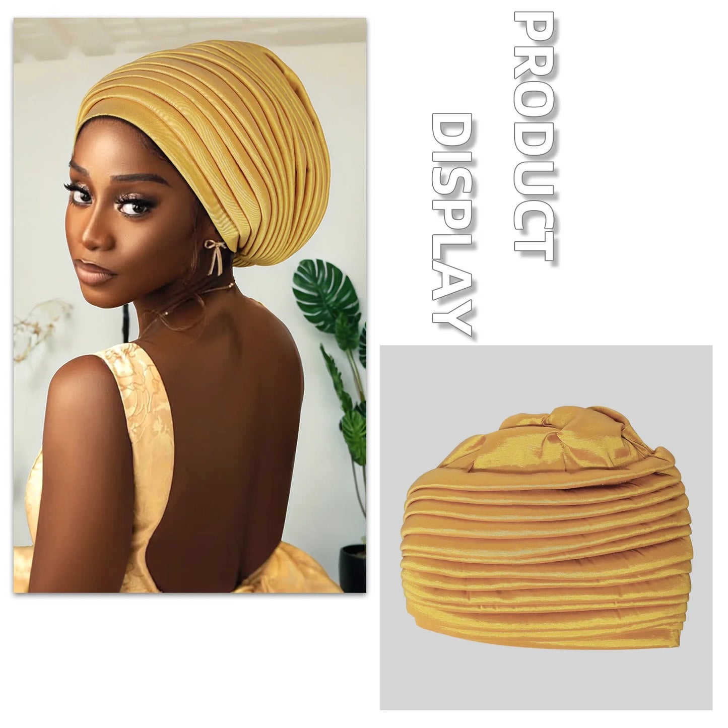 New African Auto Gele Headties Muslim Turban Hijab for Women Pleated Bonnet Indian Cap Nigeria Head Wrap Hat Wedding Geles Scarf