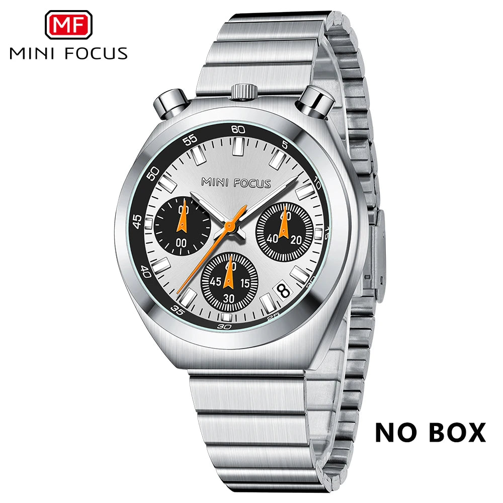 MINI FOCUS Elegant Multifunctional Watch for Women Fashion Waterproof Quartz Ladies Watches Steel Band Bull Head Wristwatch Gift