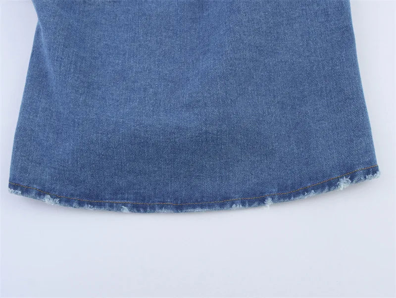 2025 Spring/Summer New European and American Style Women's Fashion Sexy Spicy Girl Versatile Strap Denim Top