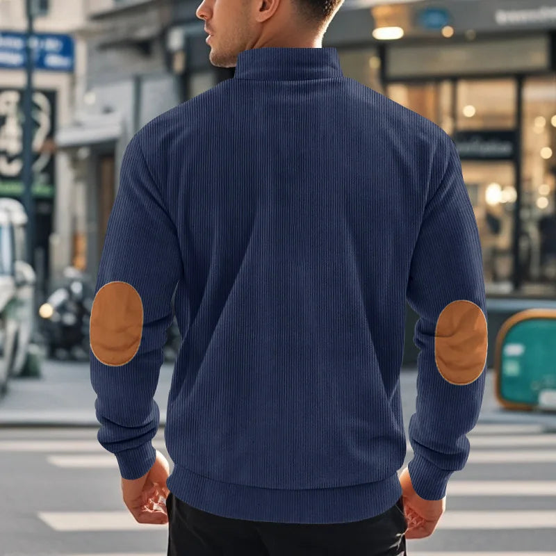 spring autumn new men's fleece sweatshirt stand-up collar half zipper pullover long sleeve sweatshirt corduroy trend men's tops