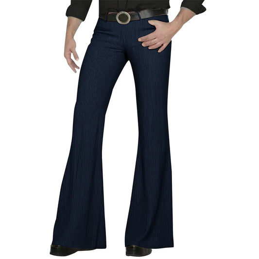 Men's fashion Retro Disco Flared Pants Loose Stretch Vintage Trousers Fit Flared Comfortable Retro Stretch Twill Men's Trousers