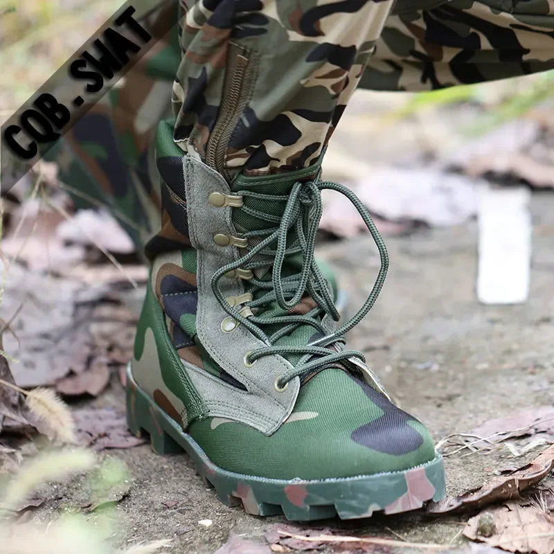 2024 Winter Tactical Boots Men Breathable Camouflage Desert Safety Shoes Combat Boots Outdoor Climbing Hiking Shoes