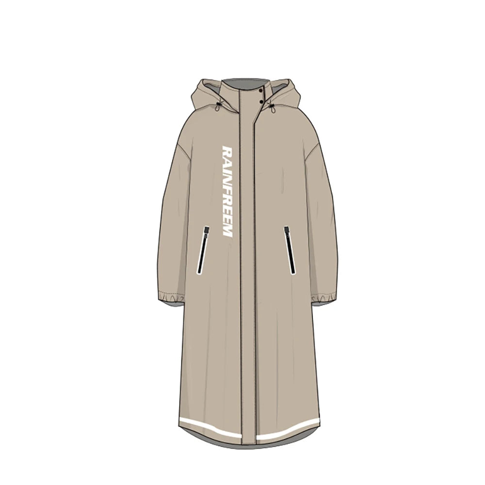 Long Raincoat for Adults, Fashion Trench Coat Waterproof Poncho, Oxford Material Multi-Functional Hooded Cycling Rainwear