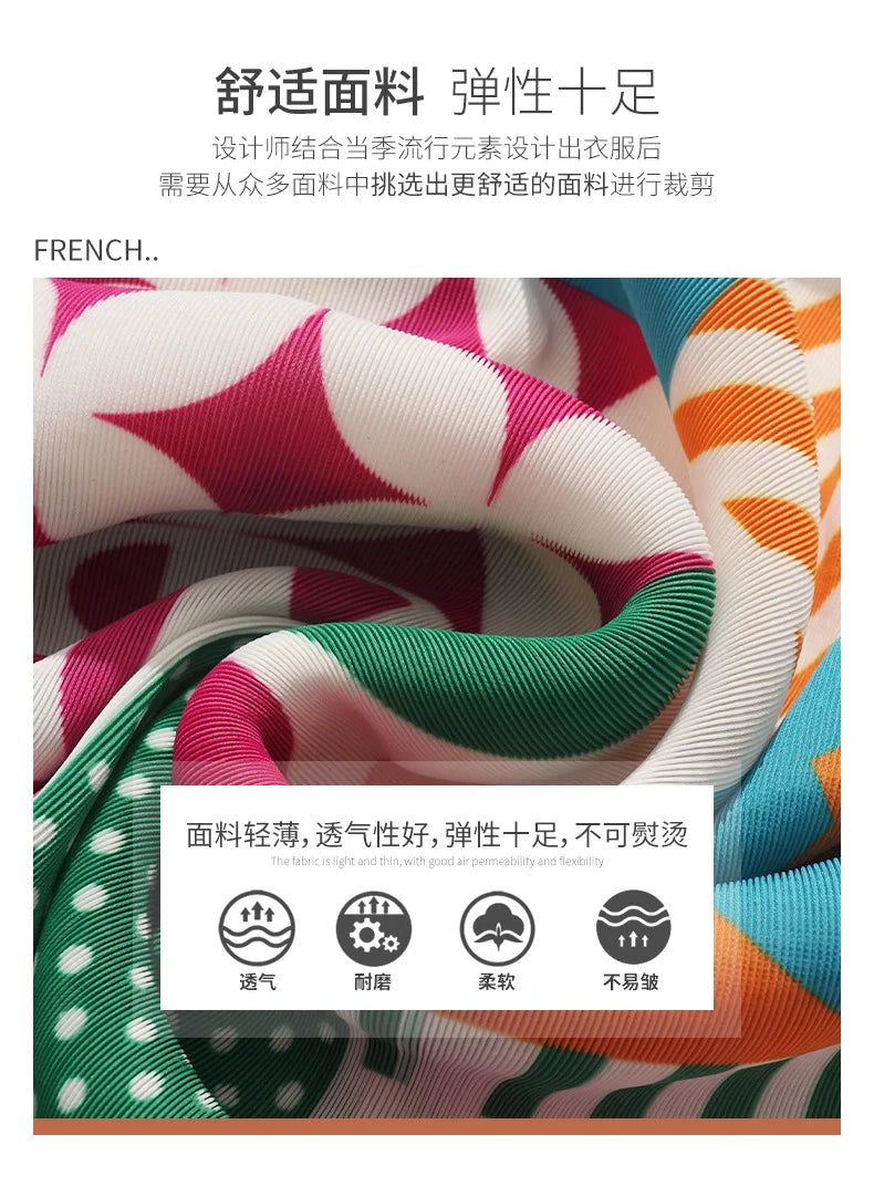 Miyake Pleated Dress Women 2024 Spring New High-End Design Sense Printing Lapel 3/4 Sleeve Single-breasted Fashion Shirt Dresses