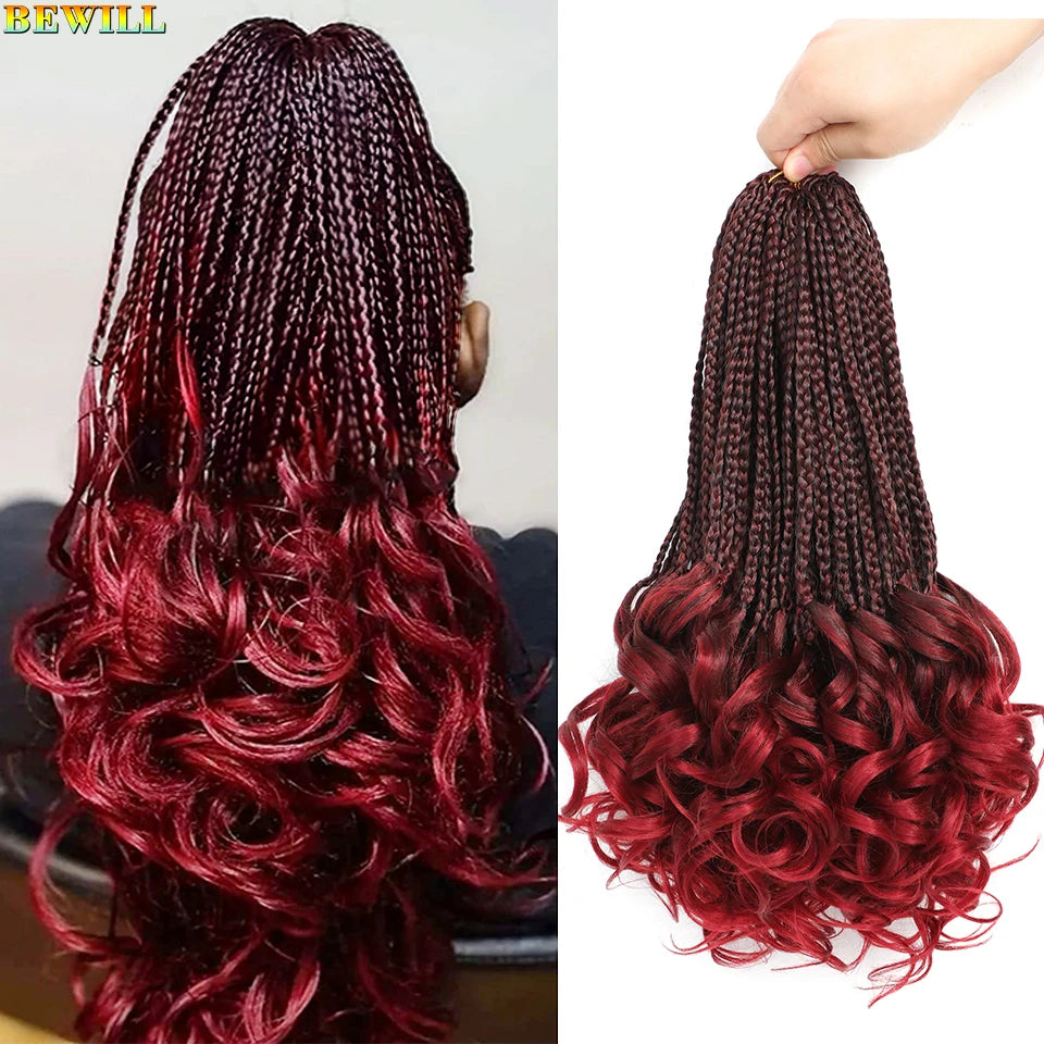 14 18 24 Inch French Curl Crochet Braids Boho Goddess French Curl Box Braids Crochet Hair Synthetic French Curly Braiding Hair