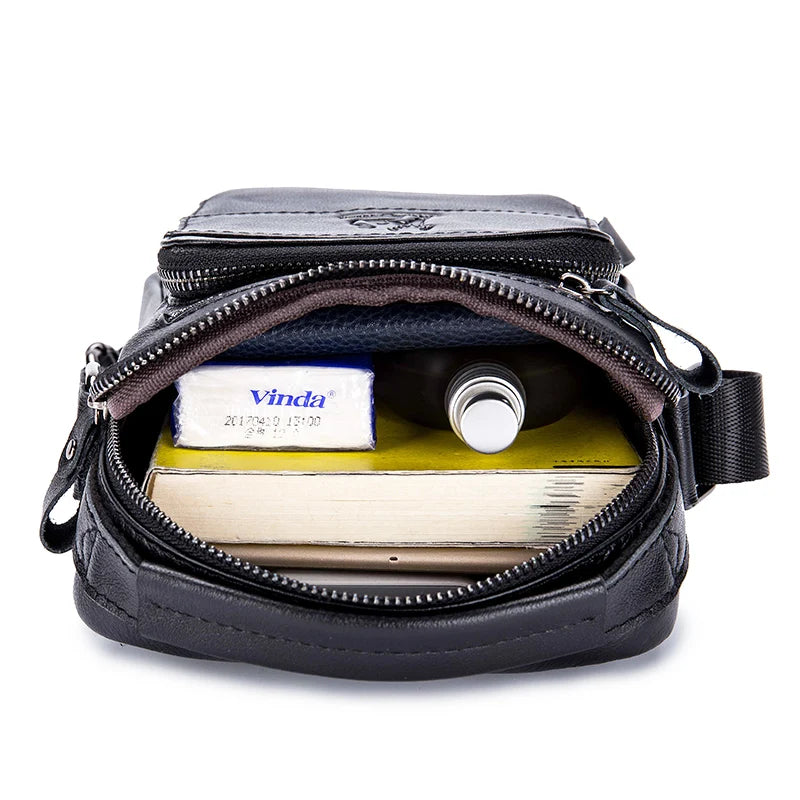 Cowhide men's small shoulder bag with top layer, cowhide single shoulder diagonal cross bag, fashionable and sporty small bag