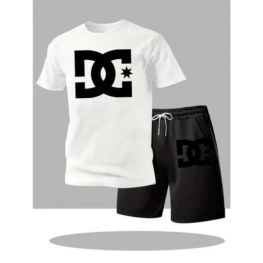 Summer Men's Casual Clothing Set Breathable Oversize T-Shirt Shorts 2-Piece Sportswear Short Sleeve Comfortable Suit for Men
