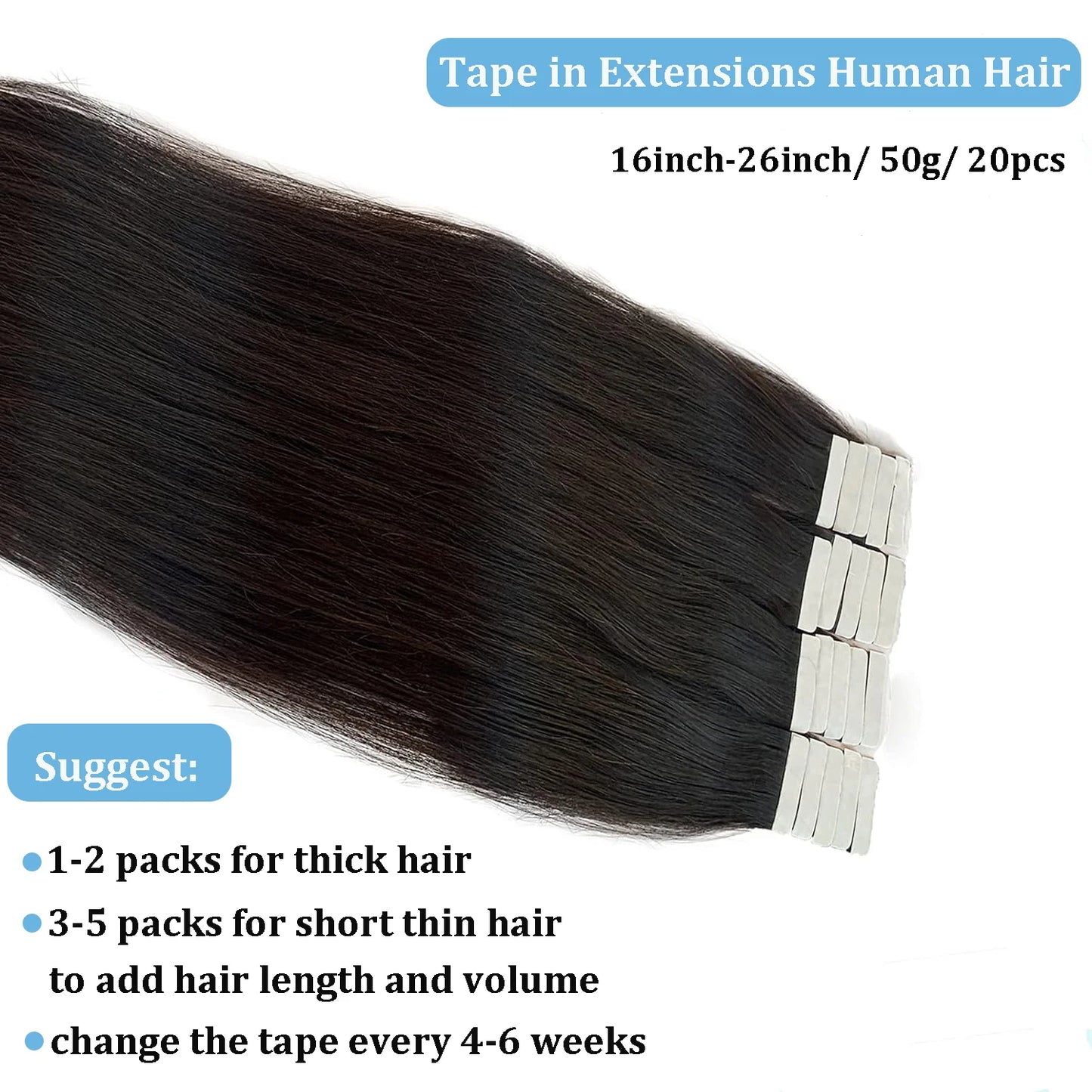 Tape In Hair Extensions Remy 100 Human Hair Straight Seamless Skin Weft Tape Hair Extensions Natural Black Hair For Women