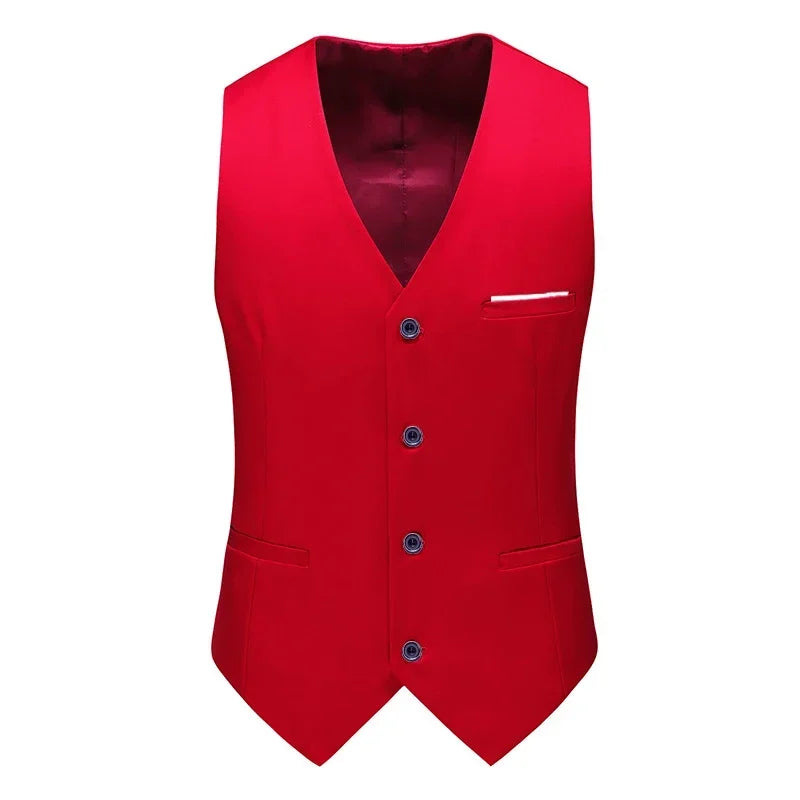 M-6XL Luxurious Fashion High-end Solid Color Men's Official Business Casual Suit Vest Groom Wedding Dress Party Male Waist Coat