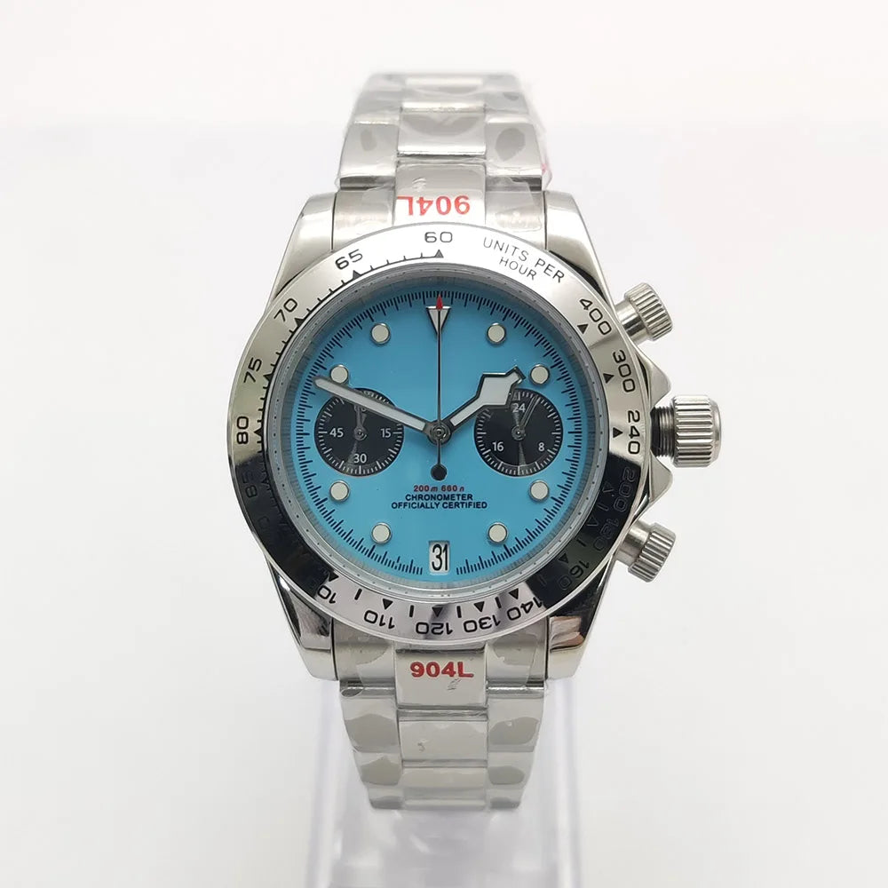 39mm VK64 Quartz Chronograph Men's Watch Sapphire Glass Waterproof Sport quartz watches Stainless Steel Strap Reloj Hombre