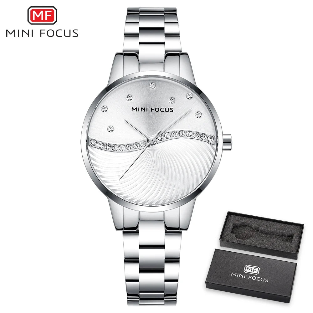 MINI FOCUS Womens Watches Top Brand Luxury Ladies Ultra Thin Watch Stainless Steel Waterproof Clock Quartz Wristwatch Woman 0263