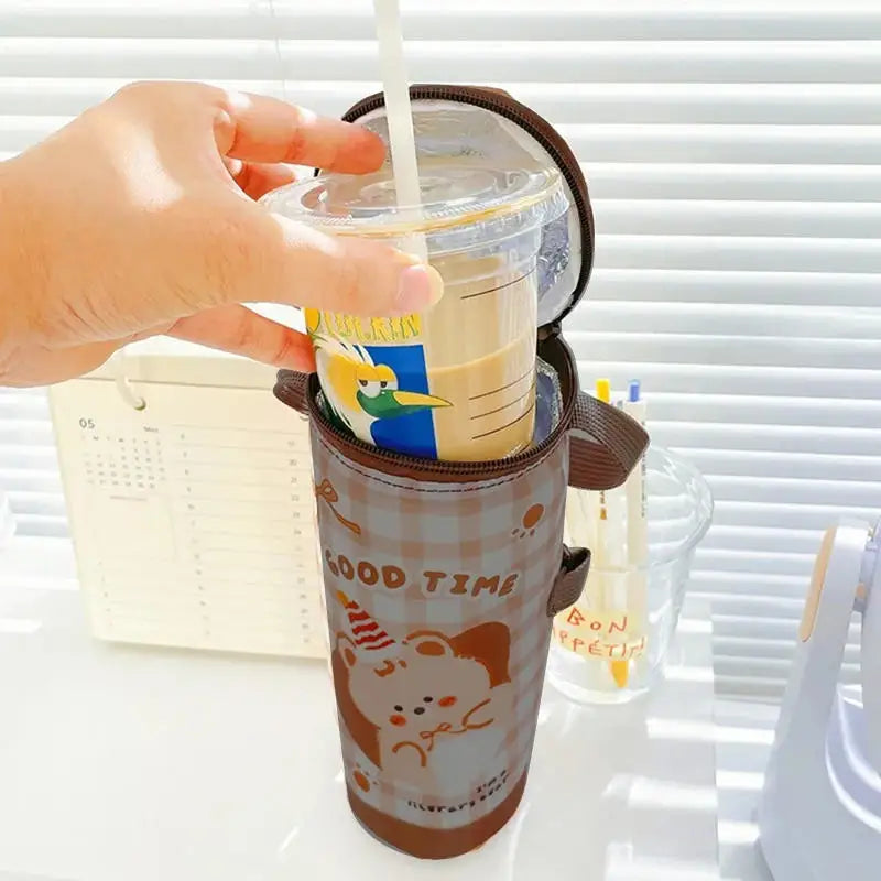 Portable Milk Tea Tote Bag Heat Preservation Bag Carrying Insulated Cup Cover Umbrella Bag Handbag Camping Drinkware Accessories