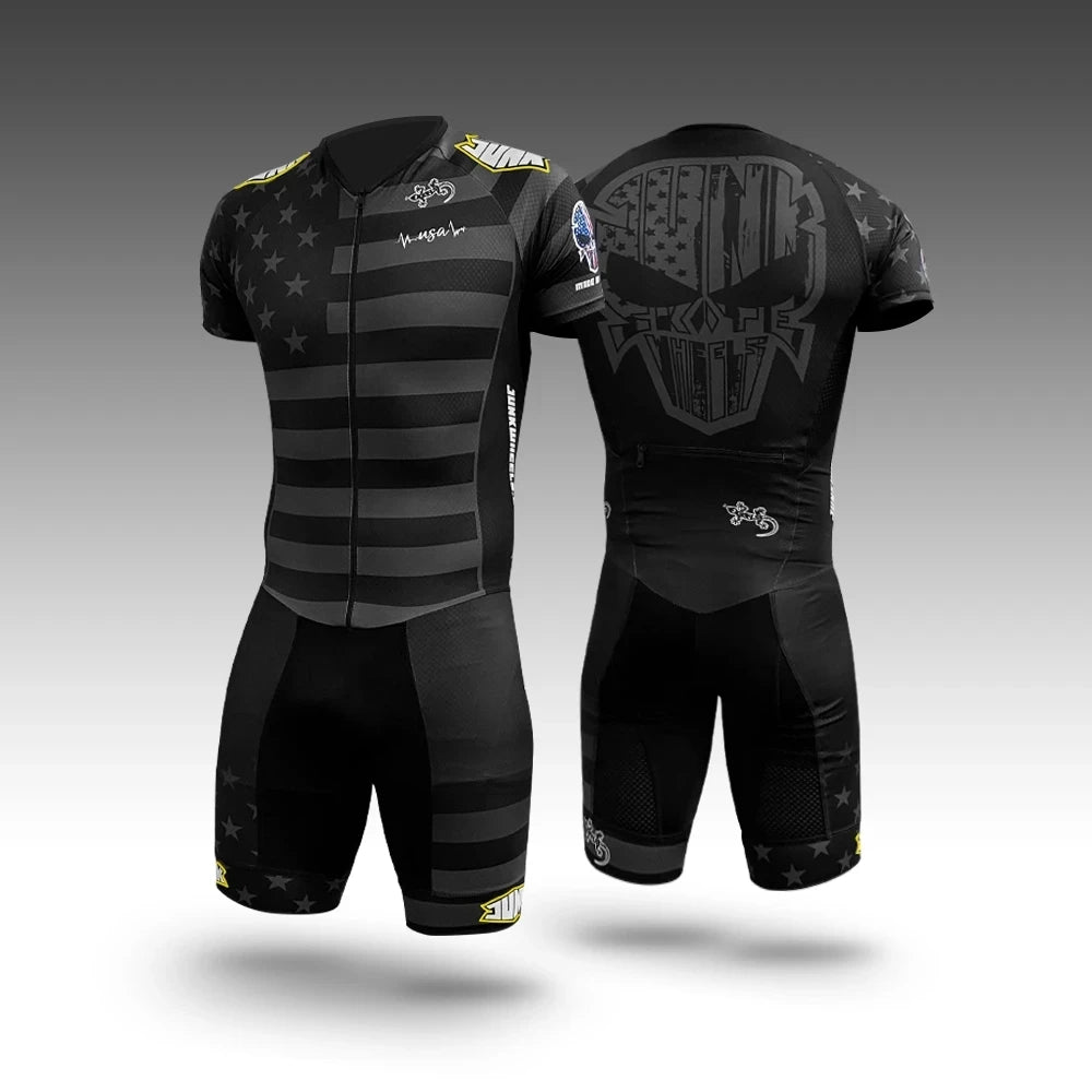 Mans Roller Skating Cycling Jersey Triathlon Clothing Tri Suit Skinsuit Conjunto  Bike Body Sport Swim Run Jumpsuit No Cushion