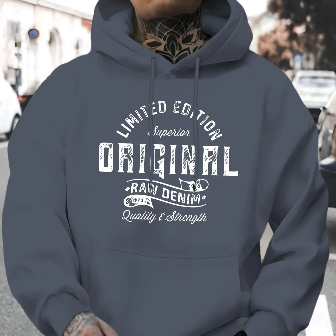 Men's top men's long sleeved round neck loose plus size autumn and winter hooded sweatshirt T-shirt top BAZAARHUBO