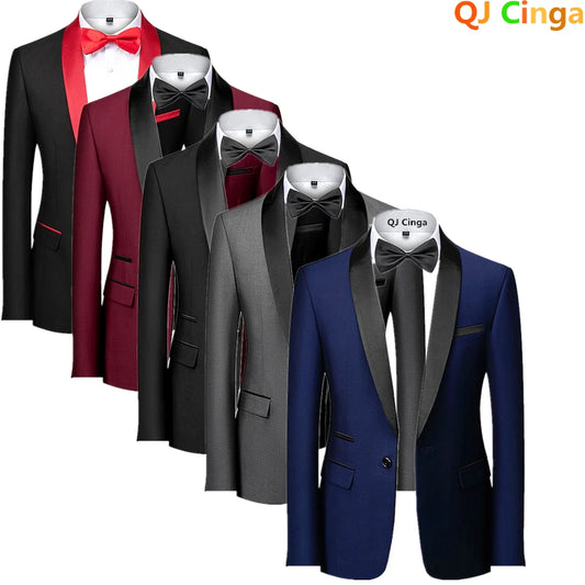 Asian Size Men's Black Suit Jacket, Wedding Party Slim-Fit Dress Coat, Blue, Gray Blazers. M-5XL 6XL