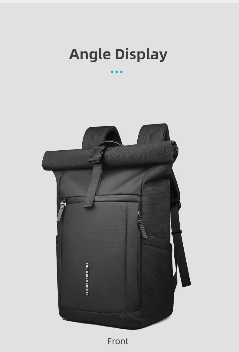 Heroic Knight Rolltop Laptop Backpack Expandable Water-Resistant Compartment Work Men's Stylish Backpack Casual Travel Backpack