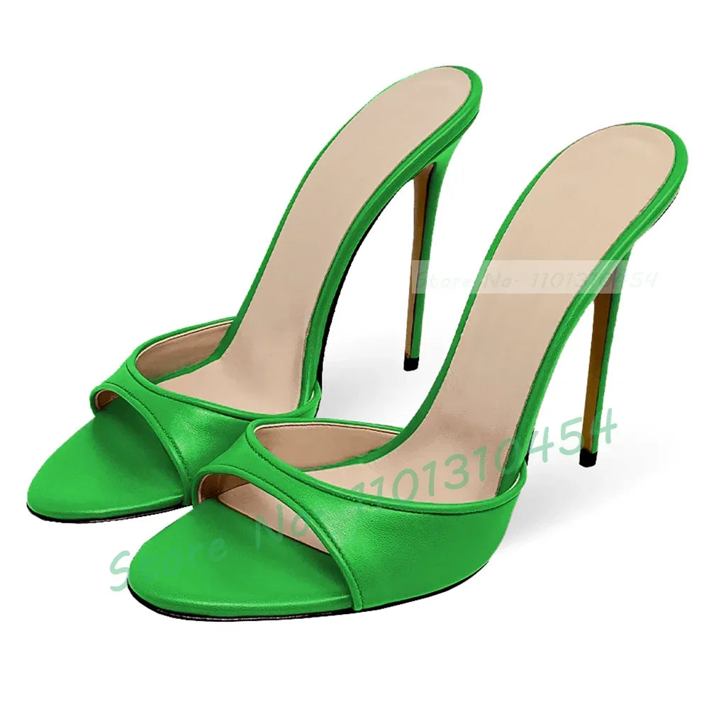 Snake Print Round Open Toe Slippers Women Casual Solid Outdoor Stiletto High Heels Shoes Female Customize Elegant Dress Slides
