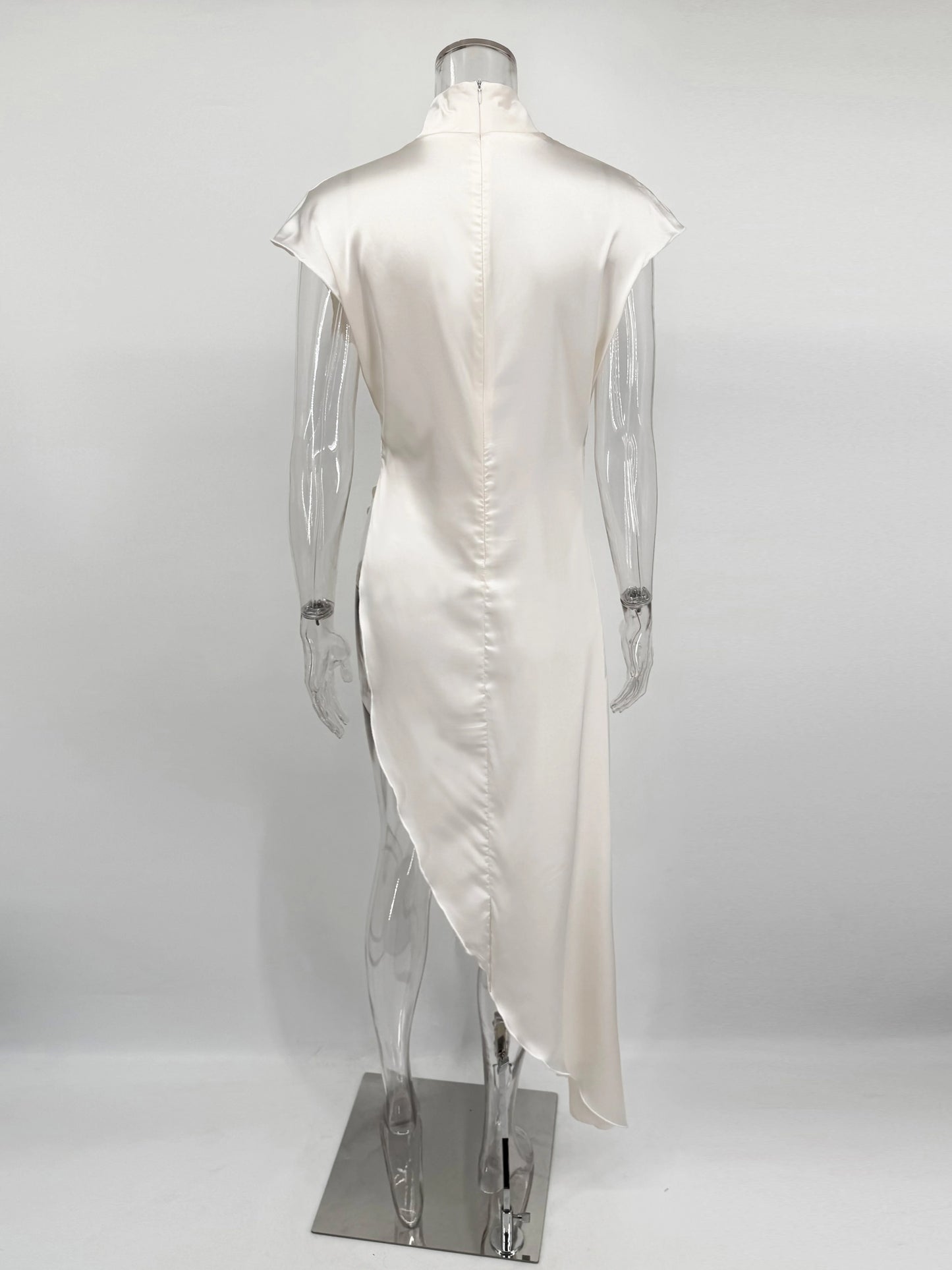 Tossy Casual Sleeveless Satin Maxi Dress Female Turtleneck Patchwork Slim Fashion Solid Commute Dress For Women Long Dress 2025