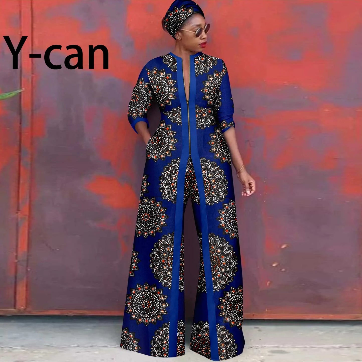 African Clothes for Women New Fashion Women Jacket Long Coat and Pants with Headscarf Ankara Print Elegant Party Dress 2426005
