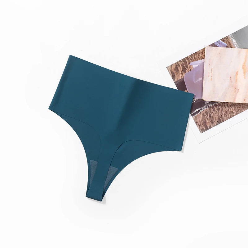 BZEL High Waist Women's Panties Seamless Thongs Silk Satin Plus Size Female Underwear Sexy Lingerie Fashion G-Strings Hot T-Back