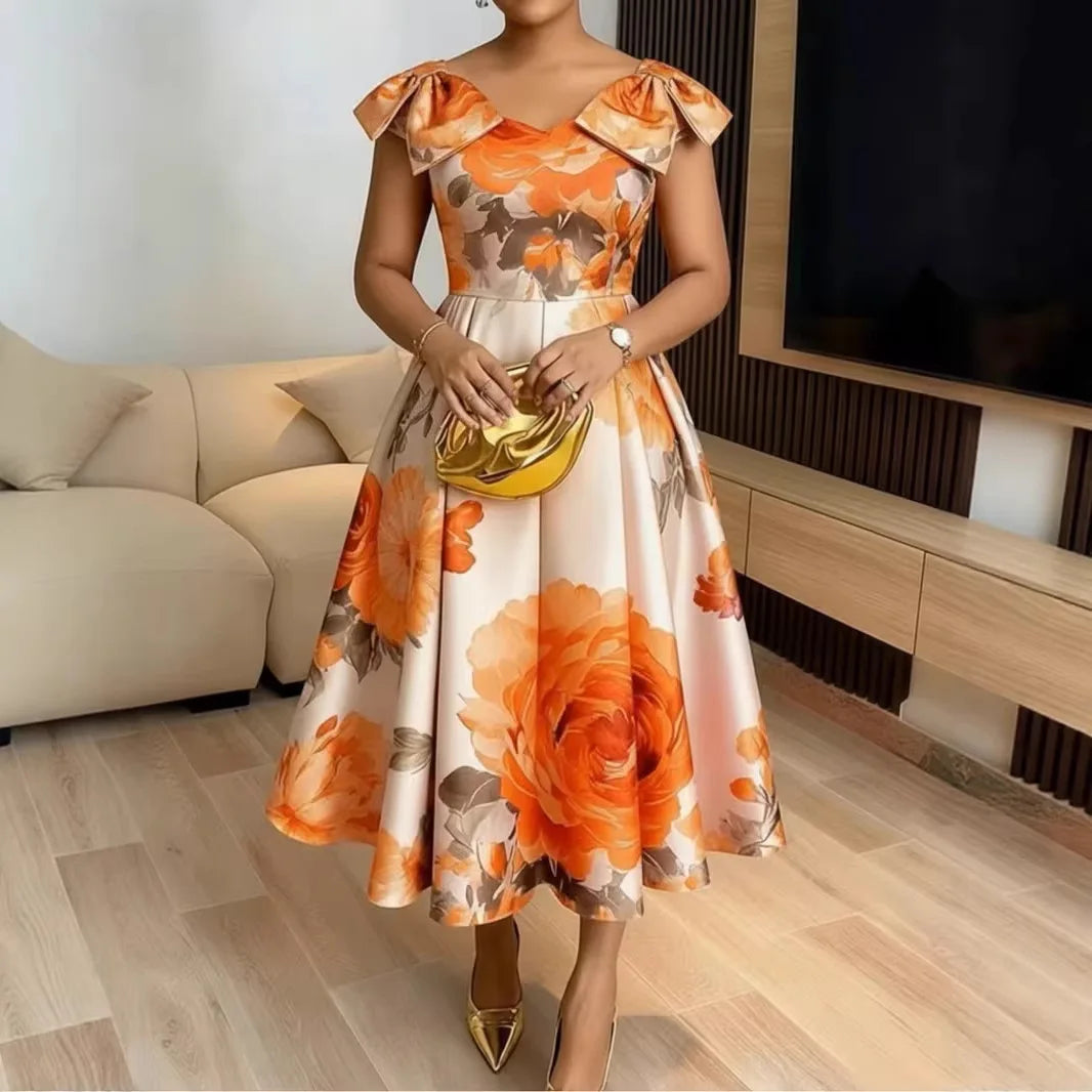African Dresses for Women Elegant 2026 Dashiki Spring Summer Midi Dress Ladies Traditional African Clothing Ankara Dresses