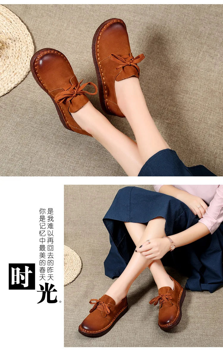ZXRYXGS Retro Style Top Cowhide Single Shoes Woman New Flats 2025 Winter Soft Sole Comfort Warm Shoes Flat Sneakers Casual Shoes