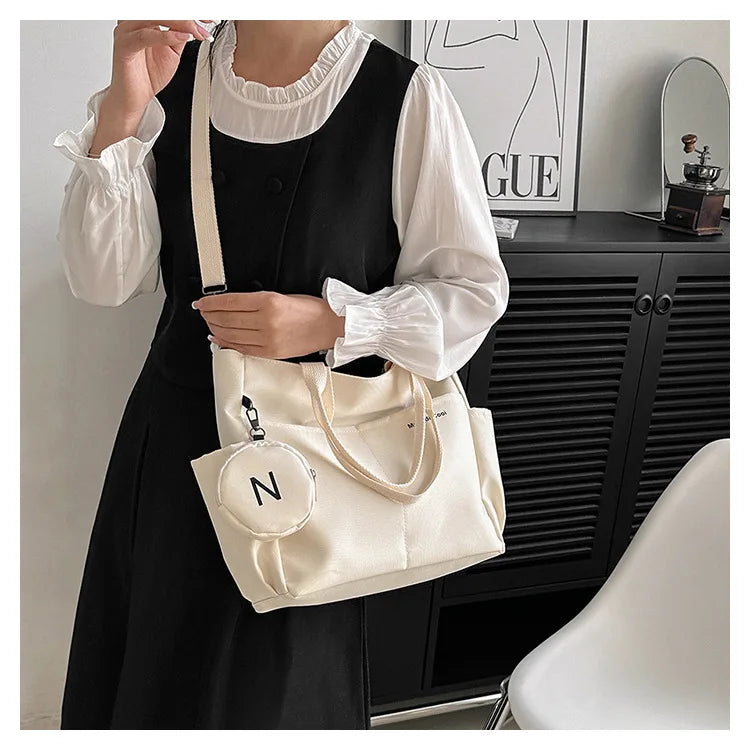 Korean version large capacity crossbody bag, versatile for male and female college students, travel shoulder bag, commuting bag