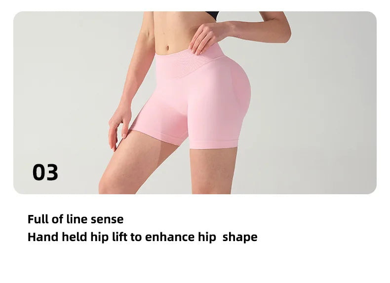 Pilates knit shorts medium intensity training high stretch peach hips no awkward lines casual fitness