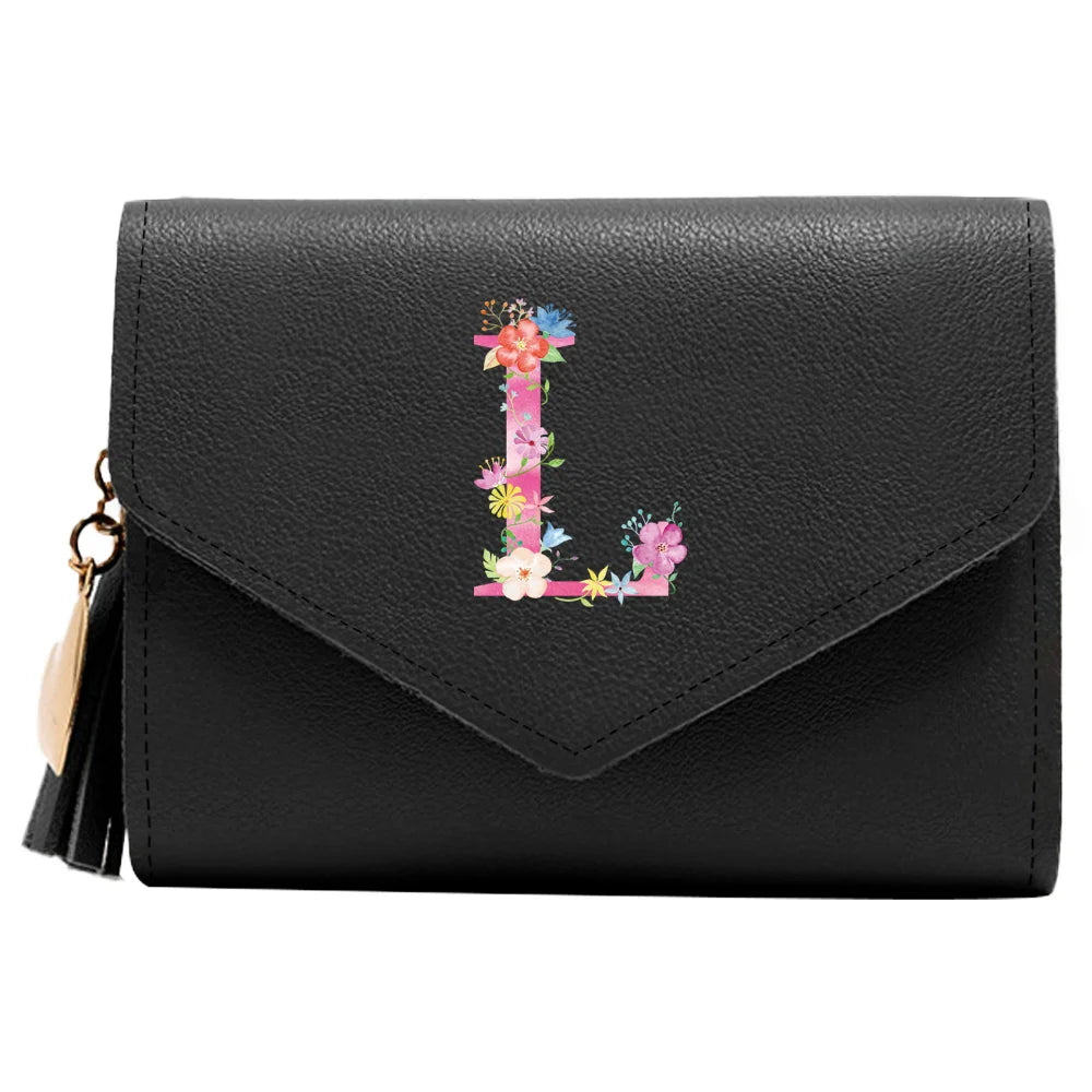 Purse Female Mini Wallet Cute Purse Pink Letter Pattern Slim Wallet RFID Blocking Credit Card Holder Coin Pocket ID Window