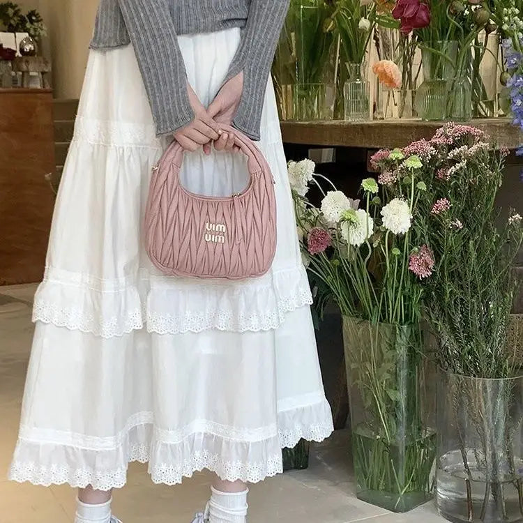 New Fashion 2025 A-line Loose Skirts Woman Korean Style Female Lace Fashion Leisure Spring Ankle-length Skirt Women