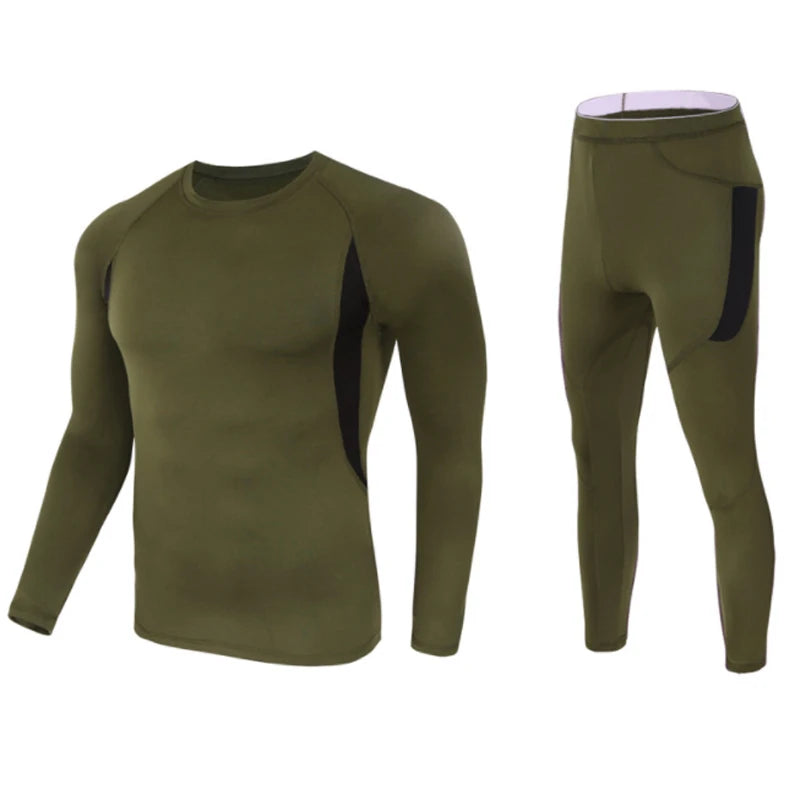 ESDY Fleece Thermal Underwear Men Autumn Winter Warm Long Johns Fitness Sports Compression Breathable Leggins Thermo Tracksuit