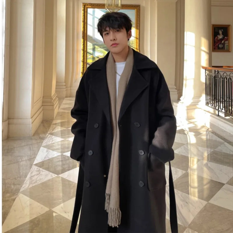 Long Coats Men chamarras para hombre Woolen Jackets winter coat men Trench Male Vintage Loose Heavy Jackets Men Leisure Overcoat