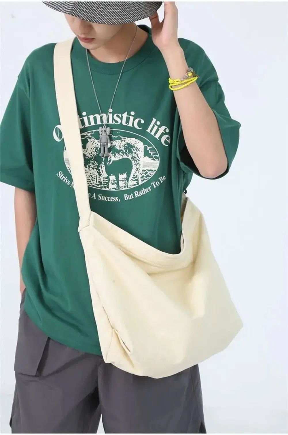 Retro Canvas Shoulder Bag Large Capacity Multi-purpose Messenger Bag Travel Tote Bag Woman Men