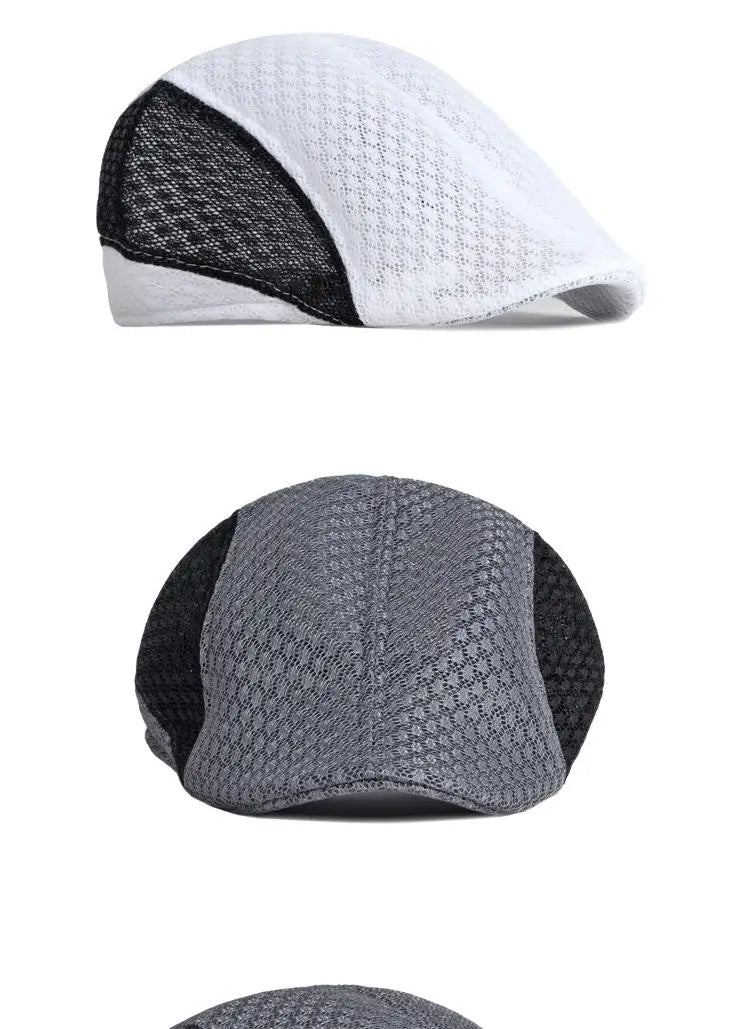 Big Head 58-61cm Summer Men Newsboy Breathable Cap Mesh Cabbie Golf Driving Sun Flat Beret Hats Caps Visors BAZAARHUBO